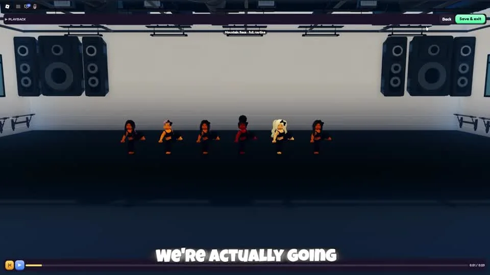 Recorded group routine with the Save and exit control at the top